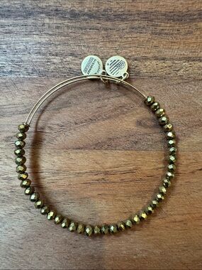 Alex and Ani Gold Beaded Expandable Bracelet with Signature Charms